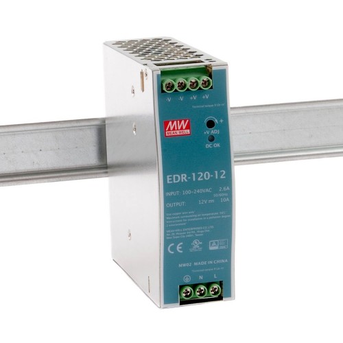 EDR-120-12, 12VDC, 10A Raya Montaj Tipi Güç Kaynağı